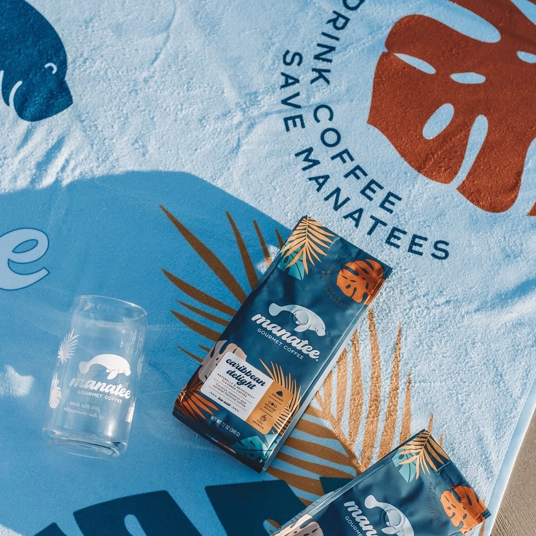 Manatee Coffee Beach Towel - Thumbnail 2