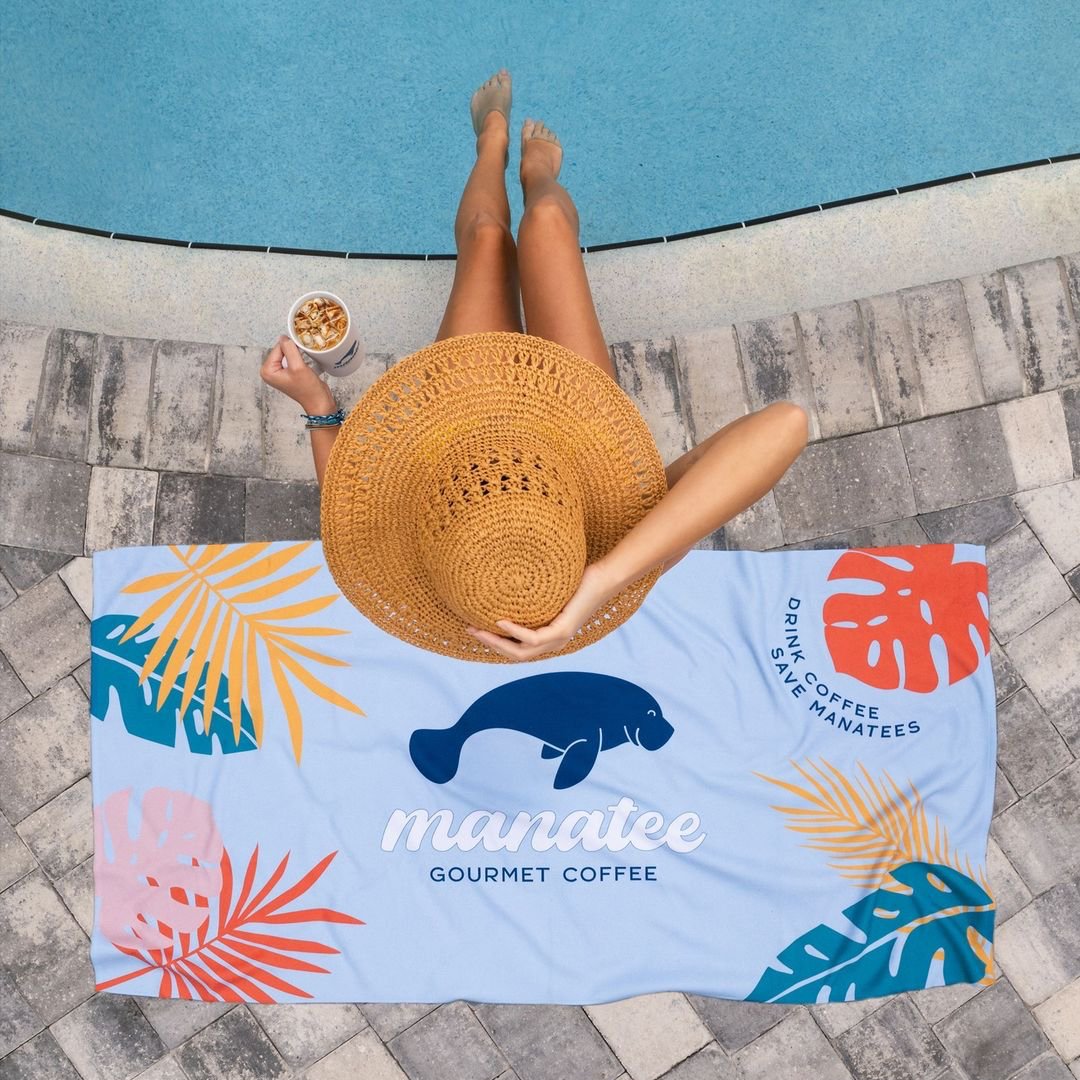 Manatee Coffee Beach Towel