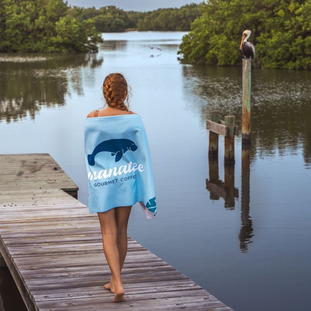 Manatee Coffee Beach Towel - Thumbnail 3